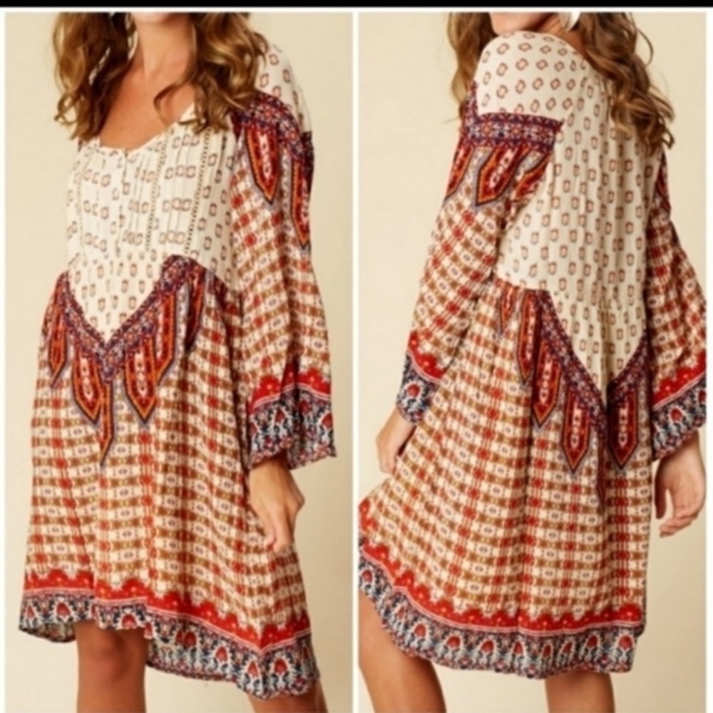 Altar’d State Crinkled Gauze Boho Tunic